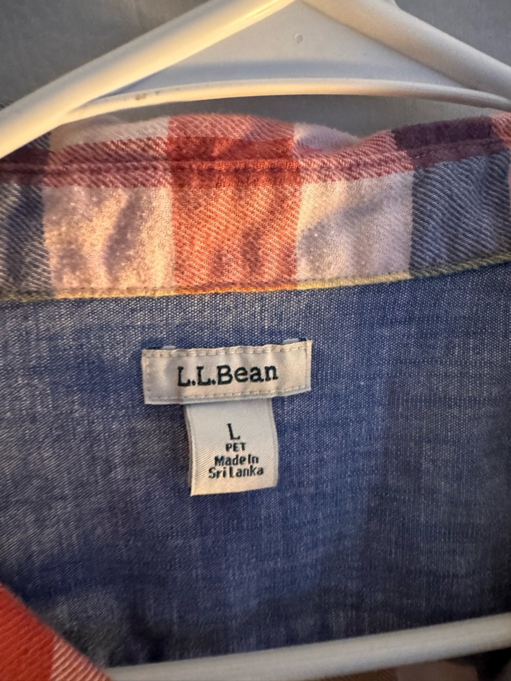 LL bean womens plaid button up top size large - Picture 2 of 3